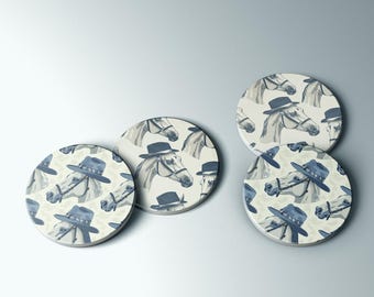 Horse Coasters: Whimsical Equestrian Art, Set of 4