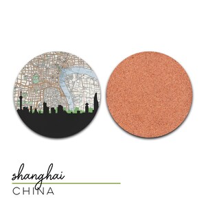 China coasters set, China coasters for drinks, Beijing coasters, China city map coasters, gift for travel lovers, Shanghai gift image 7