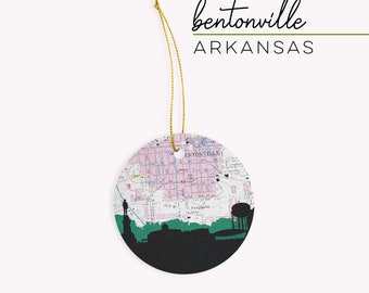 Bentonville Arkansas ornament, Arkansas gift, Bentonville Arkansas Christmas gift, Arkansas map gift, ornament exchange,AR personalized gift