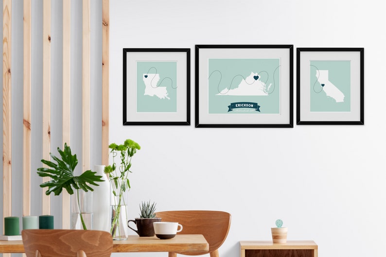 Set of 3 Wall Art Custom Wall Art Family Name Sign Triptych | Etsy