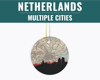 Netherlands ornament, Amsterdam ornament, Netherlands gifts, Rotterdam Netherlands map ornament, city ornaments, Europe Christmas ornaments