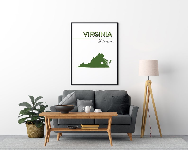 Virginia Wall Art Richmond VA Framed Map Art Norfolk Gifts Etsy