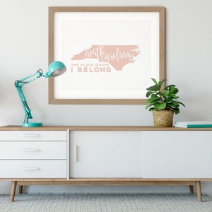 North Carolina wall art, North Carolina home decor, North Carolina print, Raleigh NC print, Charlotte NC art, state wall art
