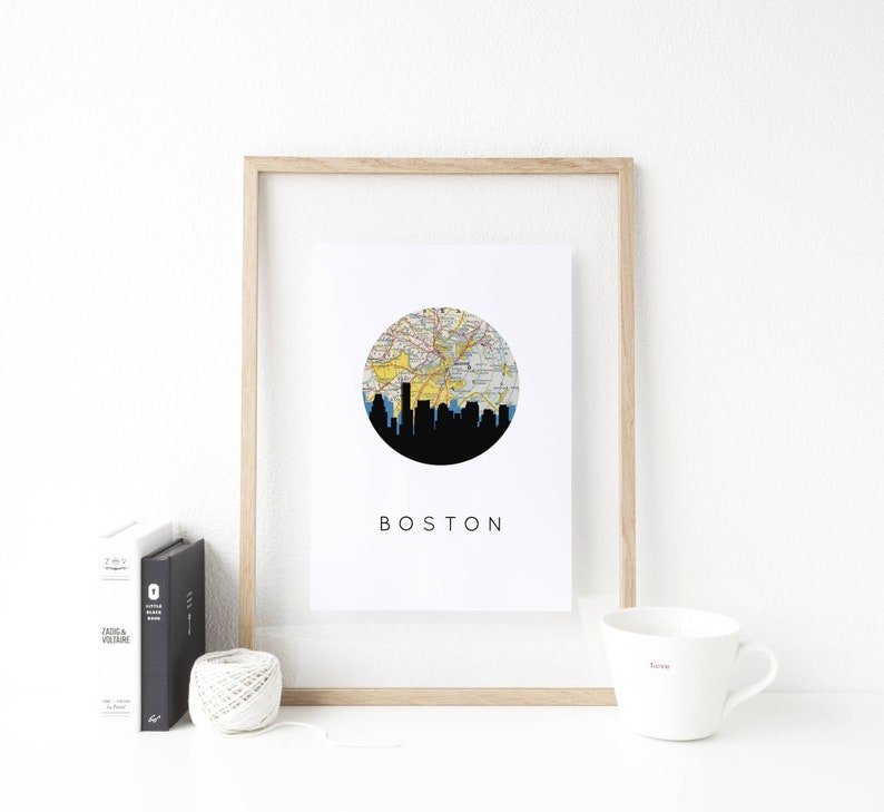 Boston skyline wall art Boston skyline poster Boston home Etsy