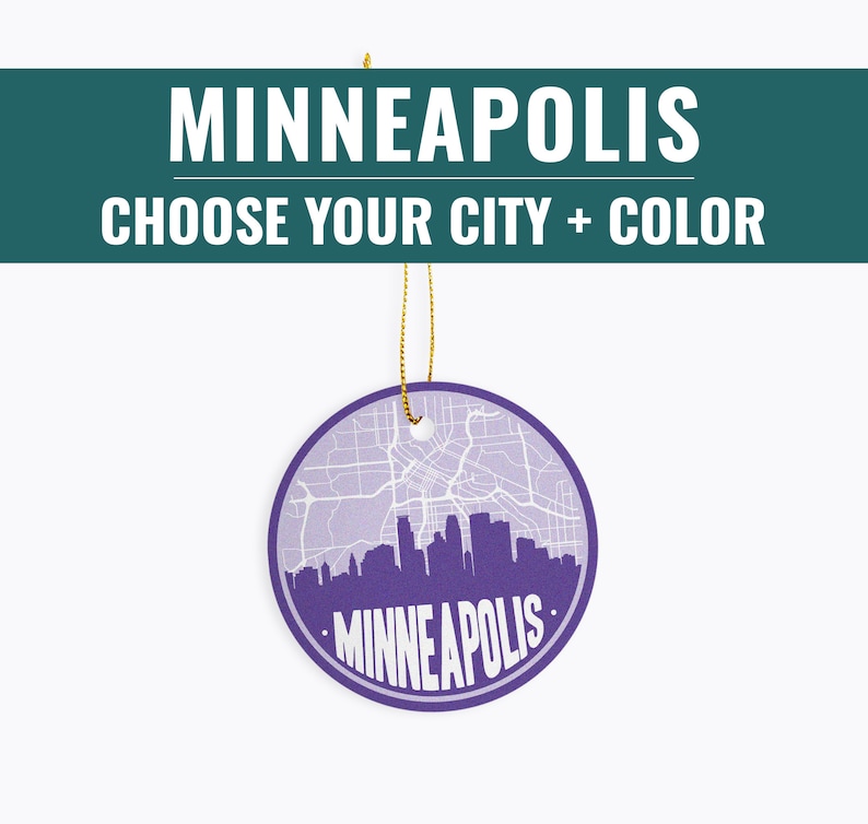 Minnesota Map Gifts Minneapolis Skyline Ornament and St Paul Christmas