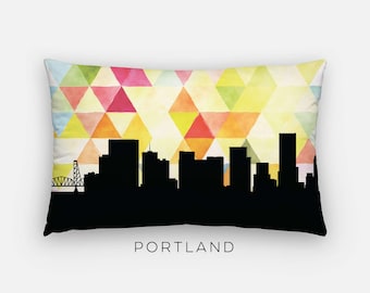 Portland Oregon pillow, Portland skyline pillow, Portland art pillow, geometric print pillow, Portland Oregon home decor, Oregon pillow