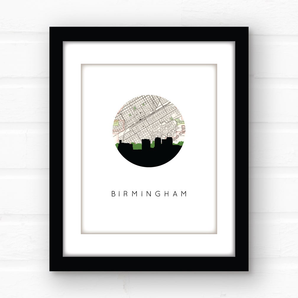 Birmingham Alabama art Birmingham skyline wall art Etsy