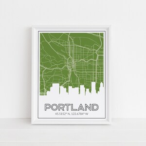 Portland Skyline Art Print: City Map & Coordinates