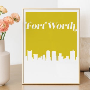 Fort Worth wall art, Fort Worth skyline art print, minimalist Fort Worth home decor, minimal wall art, Fort Worth Texas home decor
