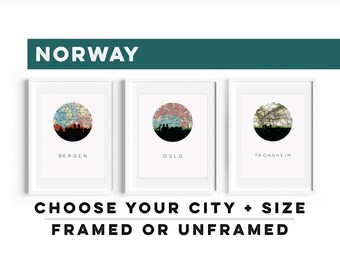 Norway wall art, Norway gifts, Oslo Norway print, Oslo poster, Trondheim Norway, Bergen Norway print, Tromso Norway decor