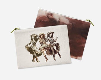 Bolsa vaquera bailando: bolsa con cremallera estilo salvaje oeste (21,5 x 15 cm)