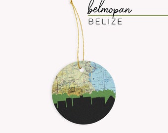 Belize Christmas ornament, Belmopan Belize map gifts, Belize ornament, gift for traveler, city travel gifts, city ornaments