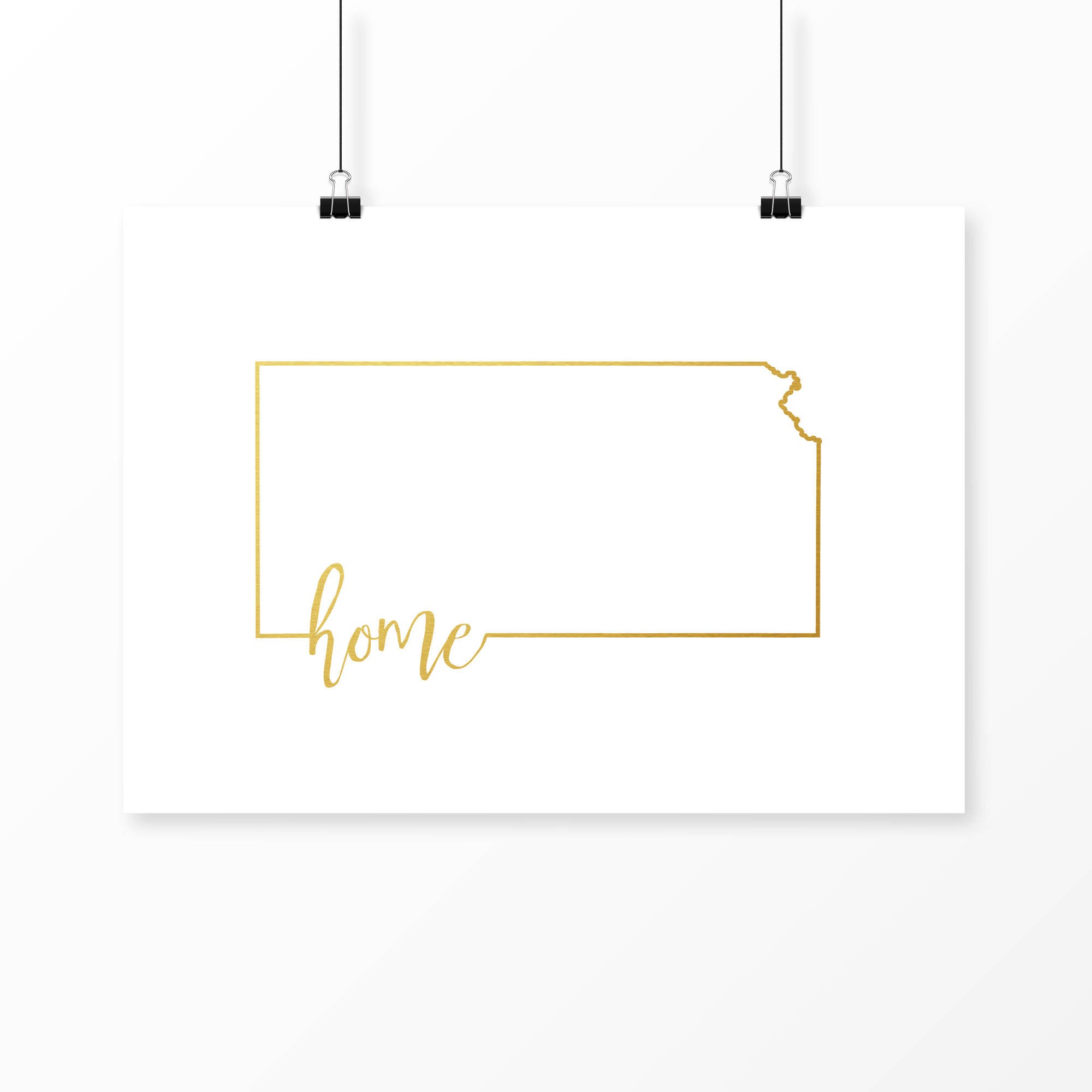 Kansas state home decor gold foil Kansas art print gold foil Etsy