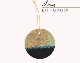 Vilnius Lithuania ornament, Vilnius skyline ornament, Lithuania Christmas gifts, Lithuania Christmas ornaments, Lithuania gifts