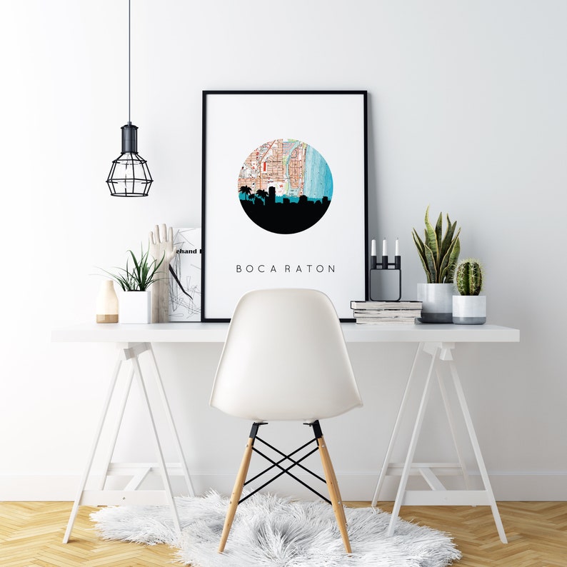 Boca Raton Map Boca Raton Wall Art Boca Raton Art Print Etsy