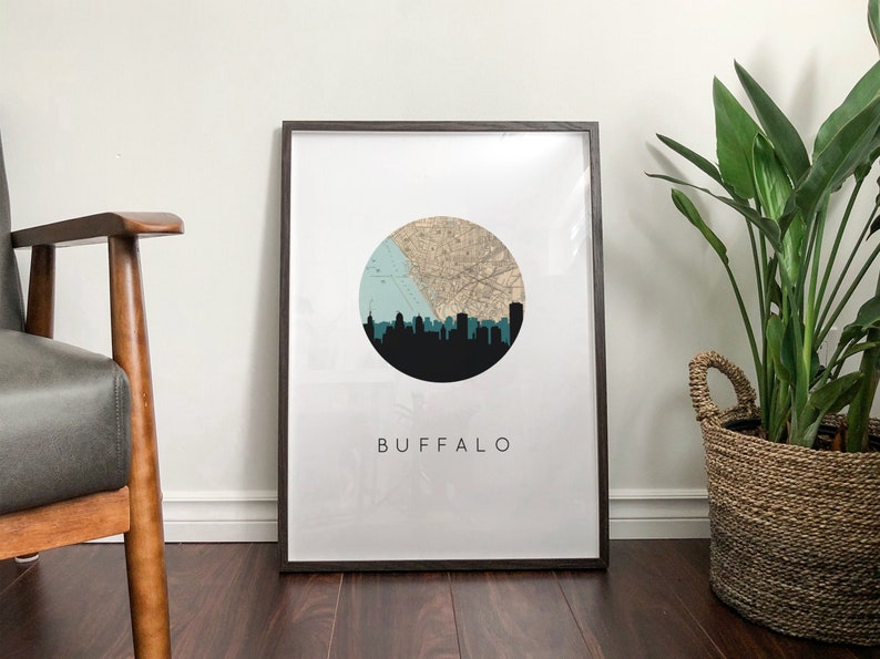 skyline art Buffalo map Buffalo New York Buffalo skyline print map art city skyline print Buffalo NY art Buffalo print