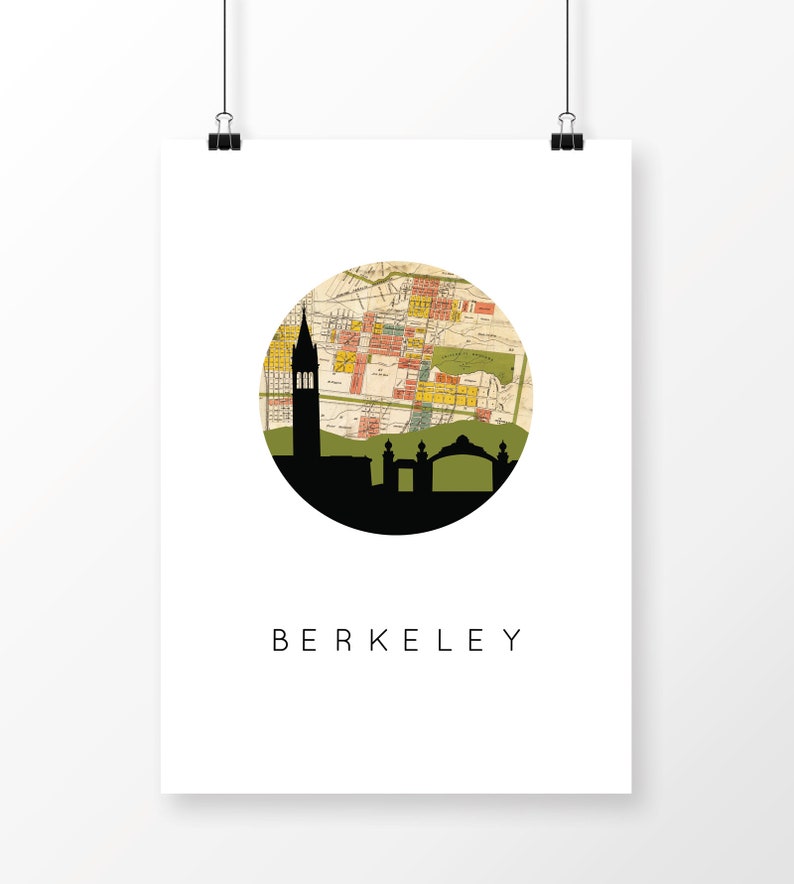 Berkeley Poster Berkeley Map Art Berkeley Art Berkeley Etsy