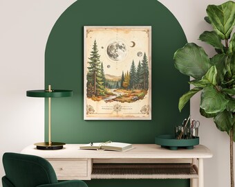 Moon Phase: Several — Vintage Moon Phase Art Print | Forest Field Guide Wall Art | Ember + Evergreen | Paperfinch