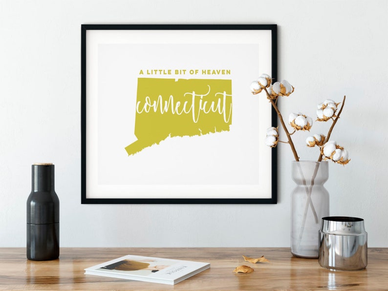 Connecticut poster Connecticut wall art framed wall art Connecticut housewarming gift Connecticut art framed Connecticut gifts
