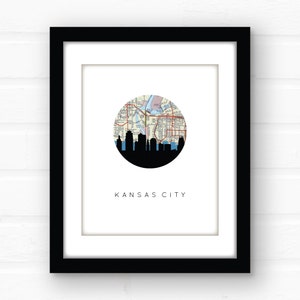 Kansas City skyline art print, Kansas City art, Kansas City map print, Kansas City Missouri art, skyline Kansas City print, KC wall art image 4