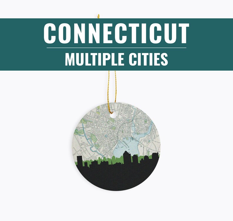 Connecticut Christmas ornament, Connecticut Christmas, New Haven gifts, Hartford CT, Torrington ct, Newtown Connectcut, Middletown CT image 1