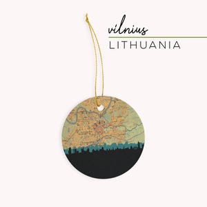 Vilnius Skyline Ornament - Lithuania Christmas Gifts, Unique Vilnius Souvenir, Handmade Lithuania Holiday Decor, Skyline Decoration