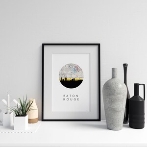 Baton Rouge map, Baton Rouge art, Baton Rouge Louisiana art print, Louisiana map prints, Baton Rouge skyline art, city map art, college gift