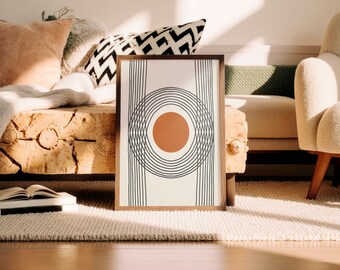 Heartwood — Mid Century Tree Ring Art Print | Modern Rust Wall Art | Ember + Evergreen | Paperfinch