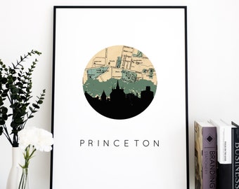 Princeton dorm decorations, New Jersey wall art, New Jersey university print, college map print, New Jersey map print, dorm room decor