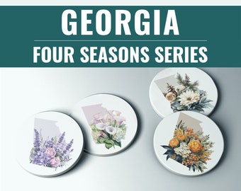 Georgia Coaster Set | Four Seasons Floral State Flower Design