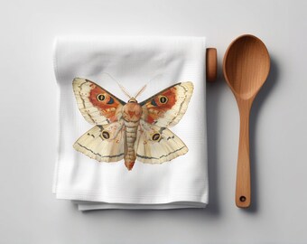 Tea Towel With Vintage Moth, 100% Cotton 30x30-Inch Kitchen