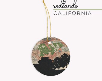 Redlands California ornament, Redlands ornament, Redlands CA map gift, California gift, city map ornament, Redlands California city gifts