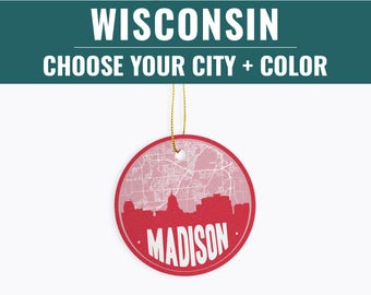 Wisconsin Ornament | Madison, Milwaukee, Green Bay, La Crosse & Racine Holiday Keepsake | Unique Christmas Gift