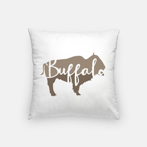 Buffalo Pillow: Brown Buffalo, New York Home Decor (18x18)