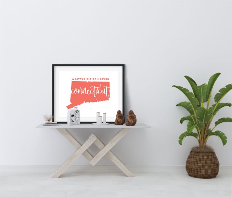 Connecticut poster Connecticut wall art framed wall art Connecticut housewarming gift Connecticut art framed Connecticut gifts