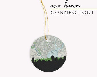 New Haven map ornament, New Haven CT gifts, New Haven Connecticut ornament, Connecticut gifts, Connecticut map, city map gifts, ornaments