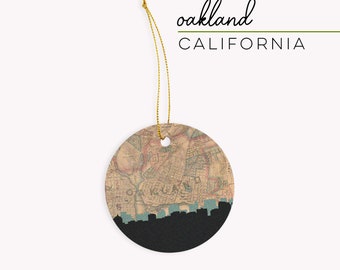 Oakland California ornament, Oakland ornament, Oakland CA map gifts, California gift, city map ornament, city gift, California new home gift