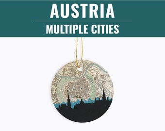 Austria ornament, Salzburg Austria Christmas ornament, Vienna Christmas ornament, Salzburg ornament, Vienna map ornament, Austria gifts