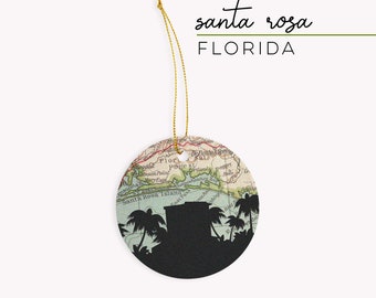 Santa Rosa beach ornament, Santa Rosa Beach Florida ornament, Florida Christmas ornament, Florida themed gifts, Florida panhandle map gift