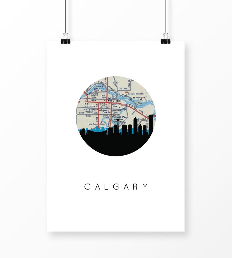Calgary Skyline Wall Art Calgary Poster Canada Wall Art Etsy