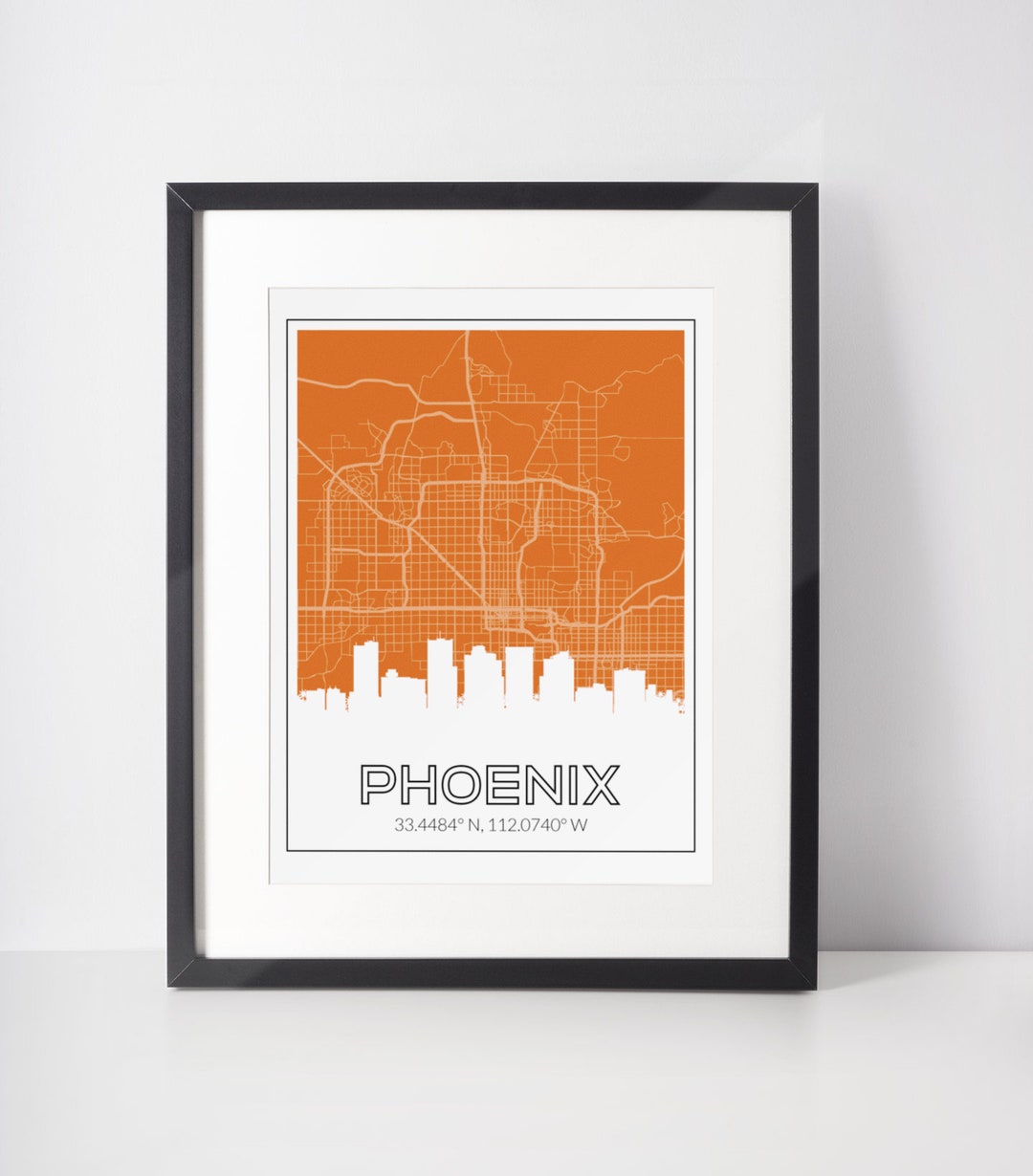 Phoenix Arizona Map Wall Art Arizona Home Decor Phoenix Etsy