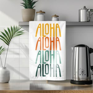 Island Vibes Decor | Vintage Tropical Kitchen Decor & Dish Towel Gift for Hawaii Lovers, Beach Home Aesthetic
