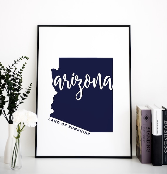 Arizona State Art, Arizona Art, Southwestern Decor, State Wall Art, Phoenix Arizona, Tucson Arizona, southwestern home decor