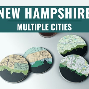 New Hampshire coasters, Concord New Hampshire gifts, Hanover New Hampshire decor, New Hampshire bar decor, Manchester NH coaster set