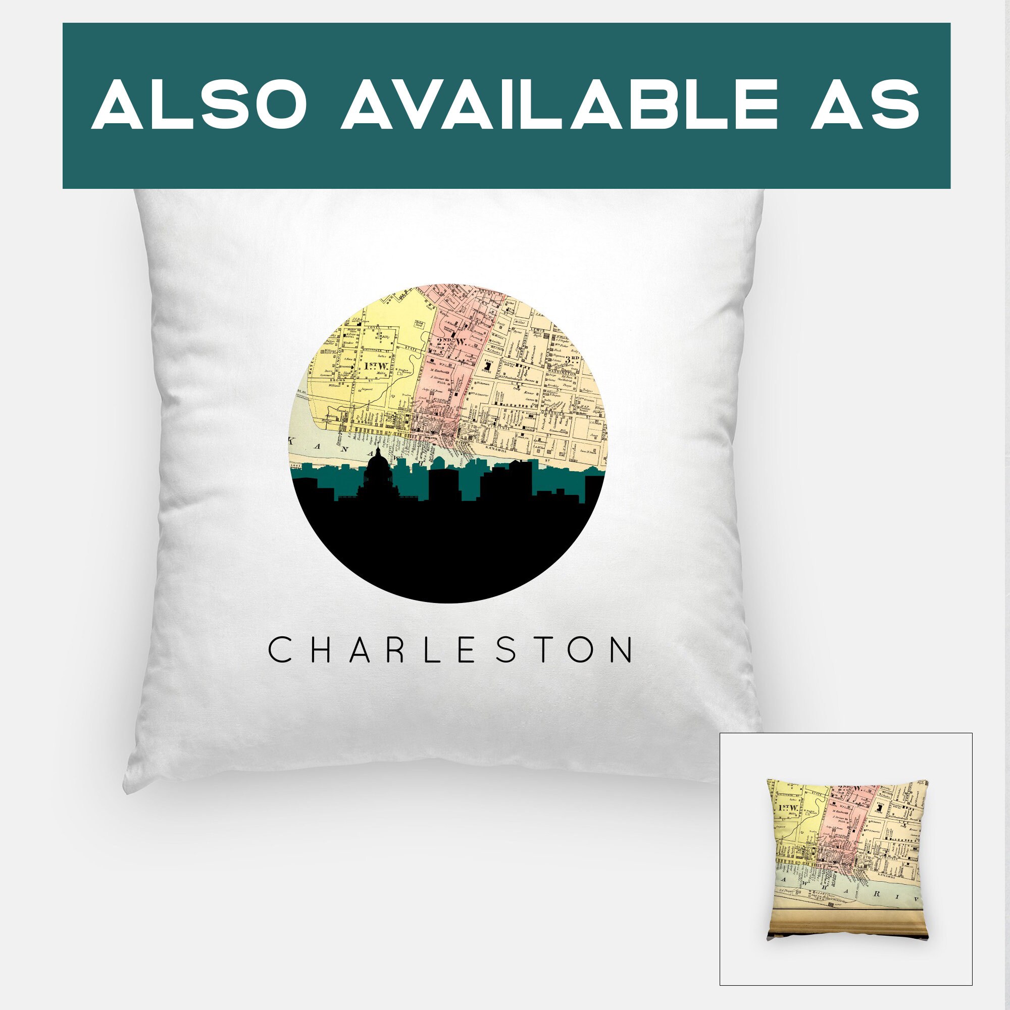 Charleston WV Map Art Charleston WV Art Print Charleston Map Etsy