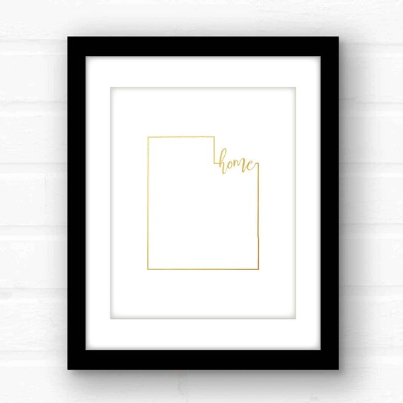Utah Art Print Gold Utah Sign Utah Home Decor Gold Foil Etsy