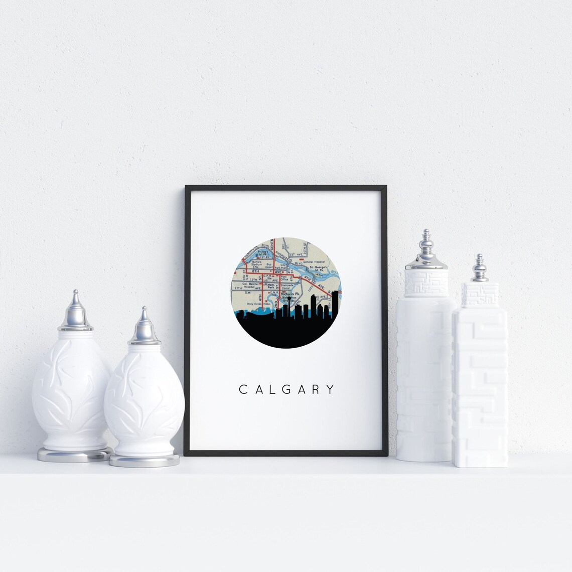 Calgary Skyline Wall Art Calgary Poster Canada Wall Art Etsy