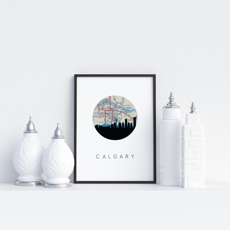 Calgary Skyline Wall Art Calgary Poster Canada Wall Art Etsy