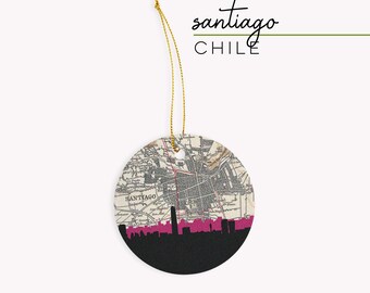 Santiago Chile Christmas ornament, Chile gifts, Chile art gift, Chilean gifts, South America ornament, ornament for traveler, travel gifts