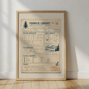 Vintage Form Art Print, 1958 Oregon Fire Lookout Ephemera